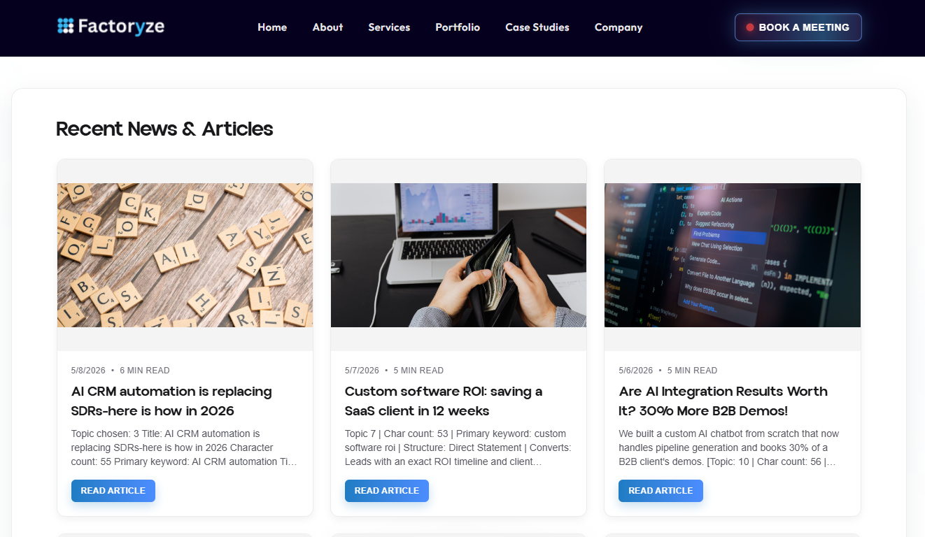 Factoryze website preview
