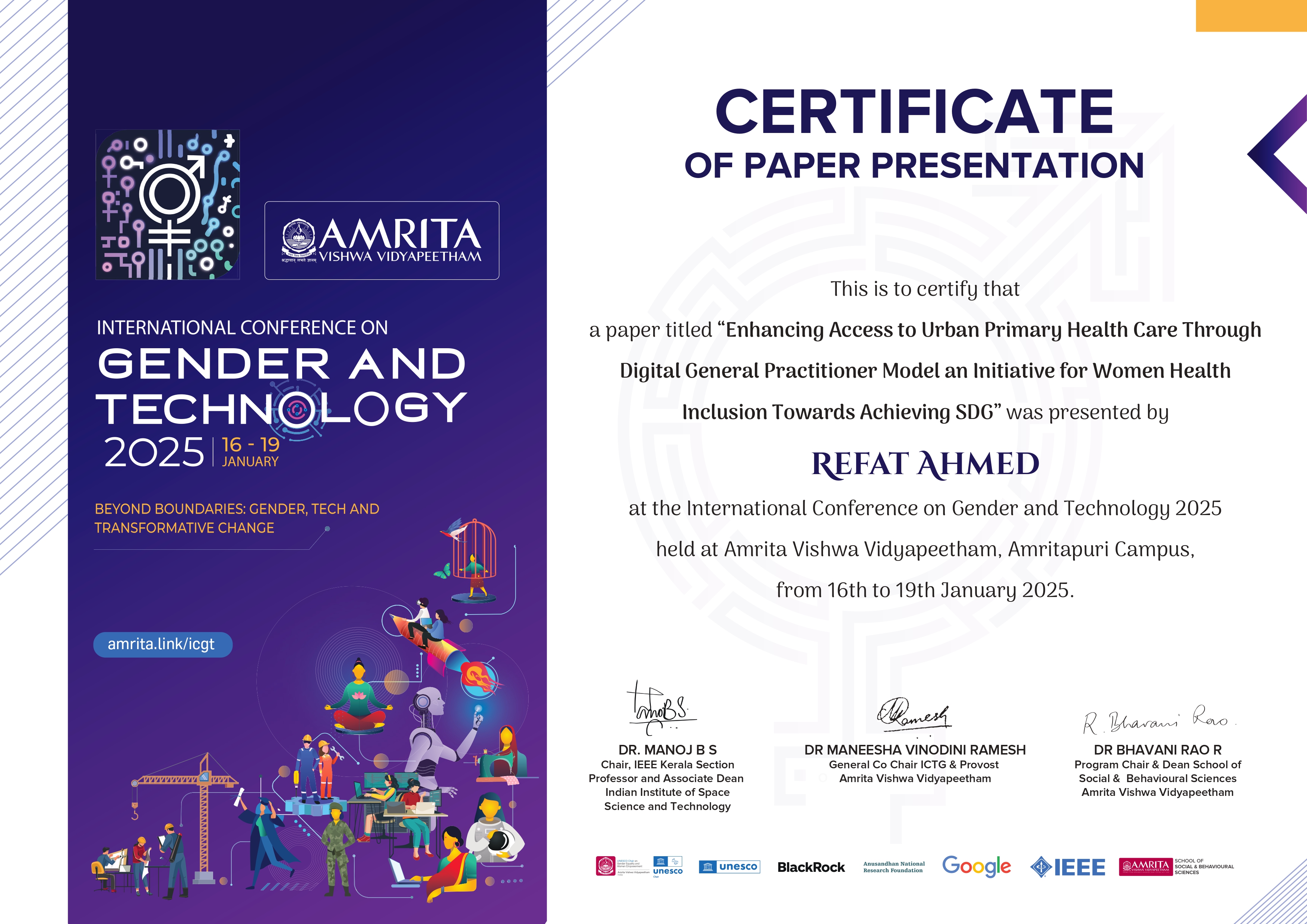 Conference paper presentation in Kerala