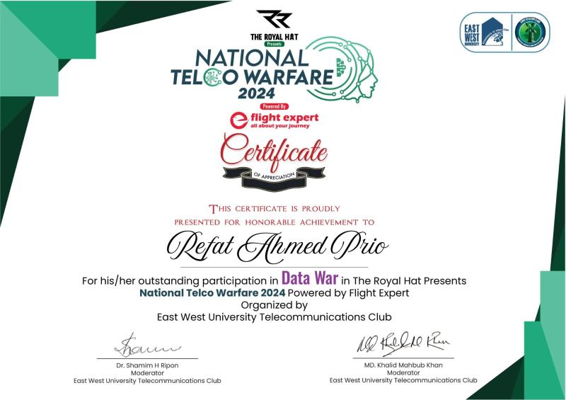 National Telco Warfare certificate